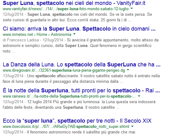SuperLuna, titoli Google SuperLuna, titoli Google