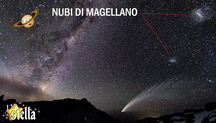 Nubi di Magellano insieme alla Via Lattea e a una cometa