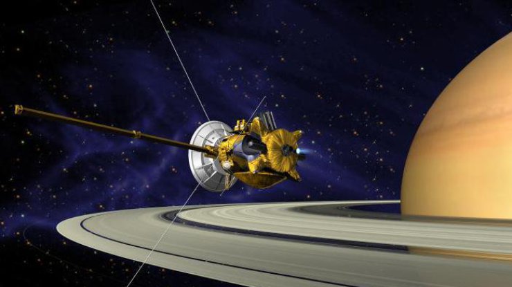 Ricostruzione artistica di Cassini con saturno. Credits: NASA